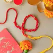 Exquisite Sacred Beadwork Mauli Rakhi with Complimentary Roli and Chawal