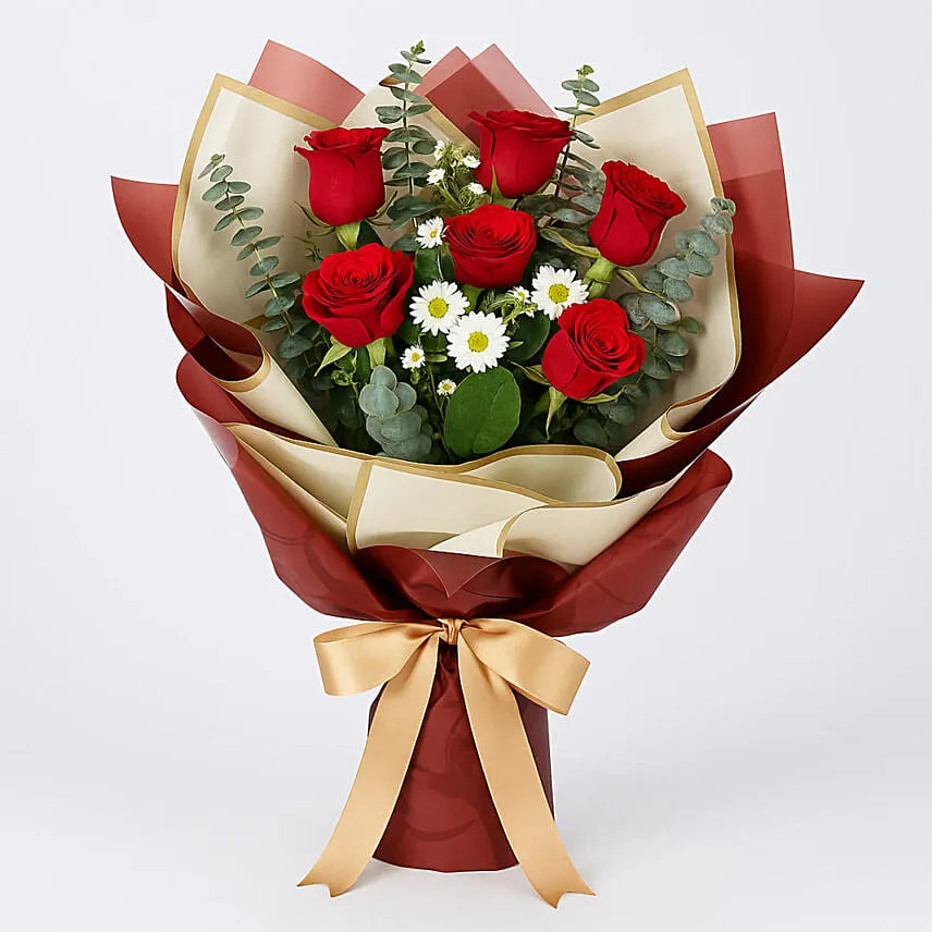 6 Red Roses Bouquet Add