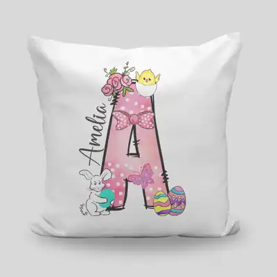 Personalized Easter Initial Cushion - Custom Name Decor