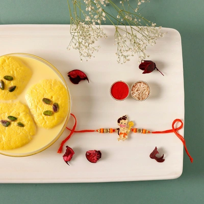 Sneh Bal Hanuman Rakhi with Delicious Rasmalai Combo