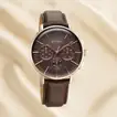 Titan Light Leather Men's Multifunction Watch - Elegant Brown Dial with Leather Strap
