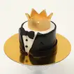 Elegant Best Man Tuxedo Cake with Golden Crown