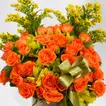 Otantik Home - Elegant Medium Decorative Vase with Orange Roses - Ivory & Gold