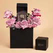 Titan White Dial Quartz Multifunction Watch with Leather Strap for Men, Accompanied by Elegant Purple Roses
