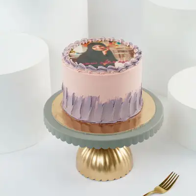 Exquisite Purple Wishes Red Velvet Birthday Photo Cake - 500gm