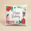 Floral Happy Birthday Wishes Cushion
