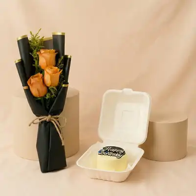 Birthday Launch Box Mini Cake - With Flowers