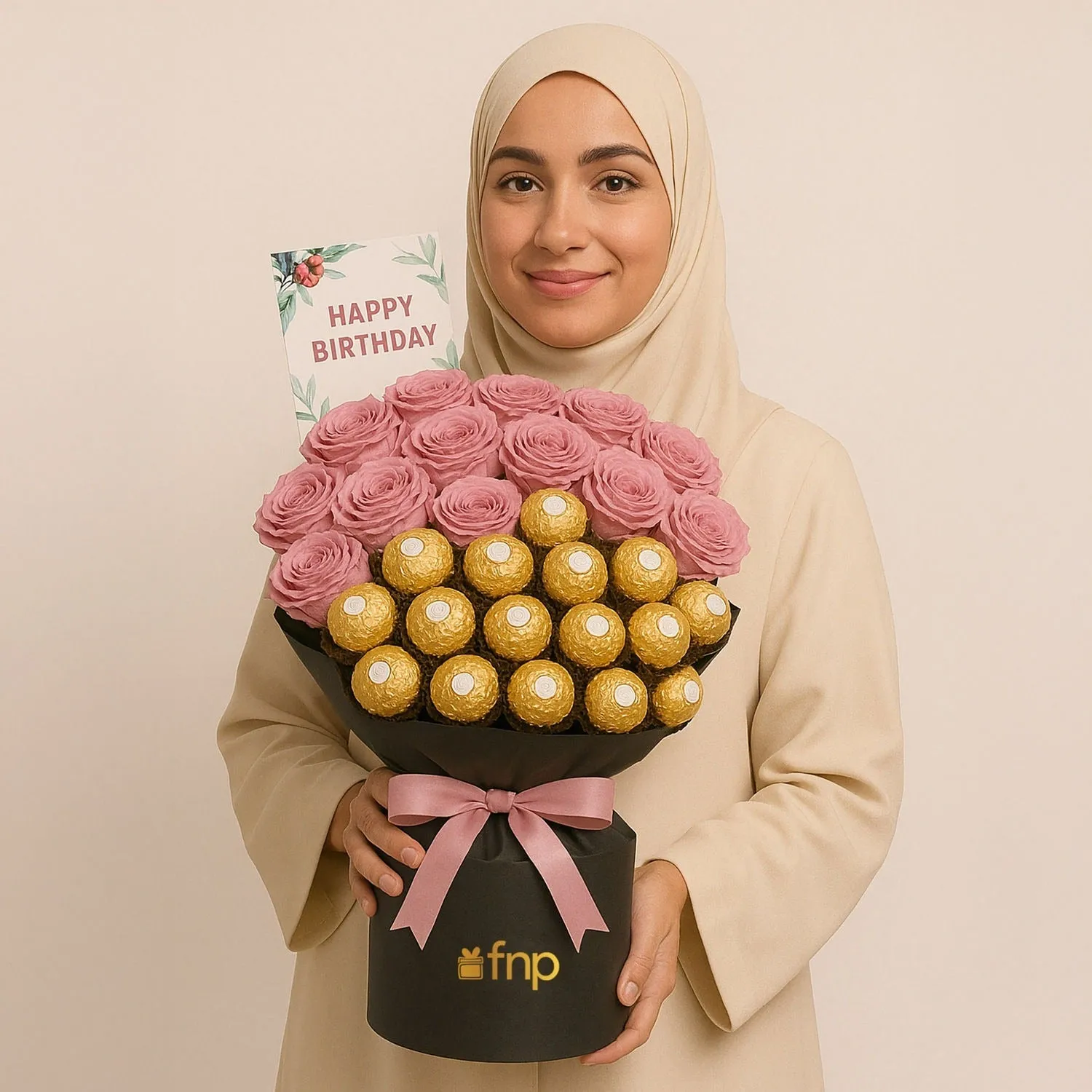 Luxurious Roses & Ferrero Rocher Birthday Bouquet