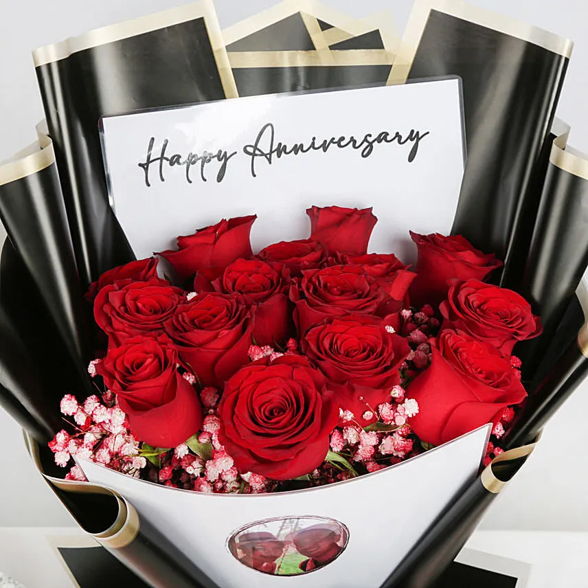 Anniversary Roses of Love Bouquet with Cake