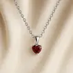 Elegant Heart Red Crystal Sterling Silver Necklace