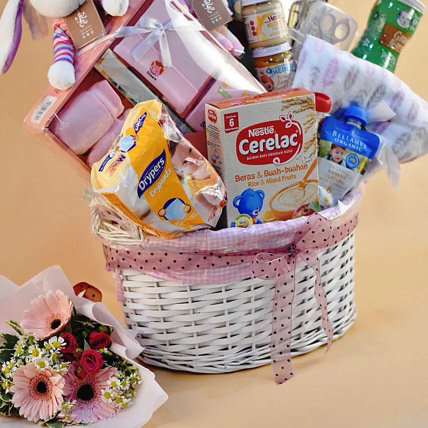 Oval Willow Basket Baby Hamper