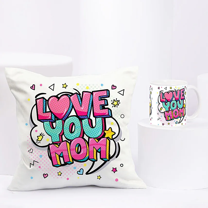 Love You Mom Cushion and Mug