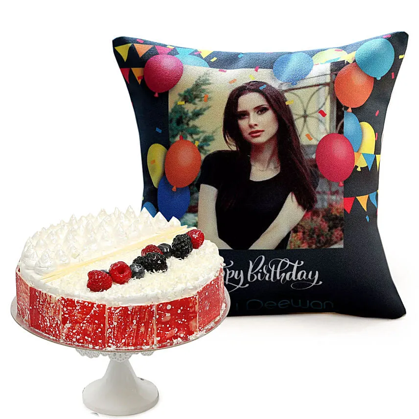 Birthday Balloon Cushion and Vanilla Cake