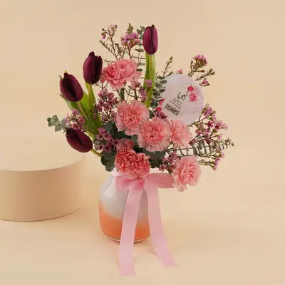 Tulips & Carnations Mother's Premium Vase