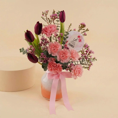 Tulips & Carnations Mother's Premium Vase