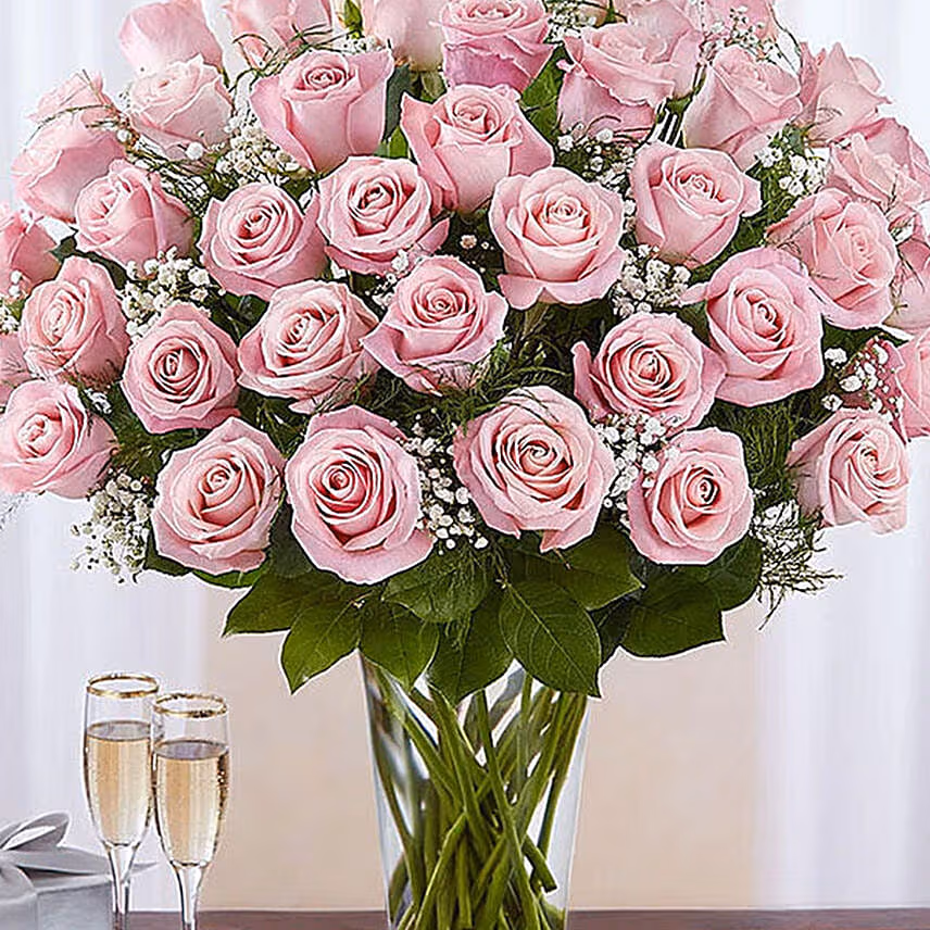 Bunch of 50 Gorgeous Pink Roses for Mothers Day