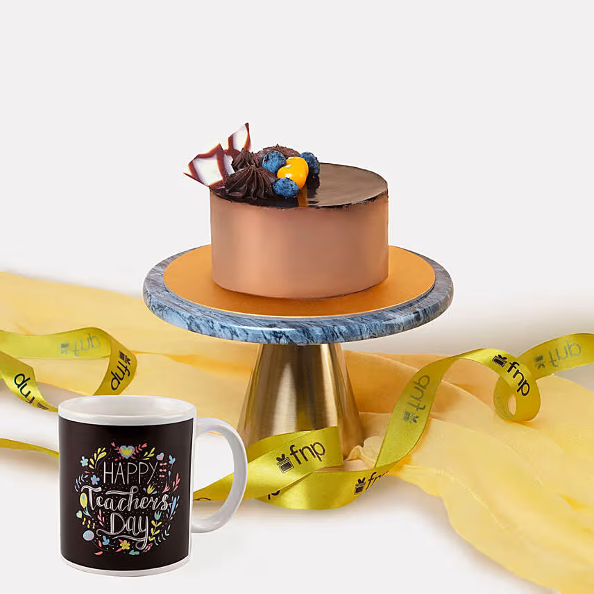 Chocolate Cake with Mug for Teacher