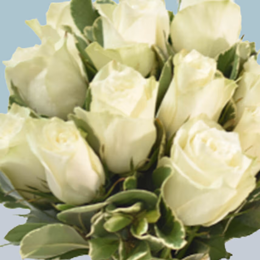 White Roses Arrangement In A Glass Vase