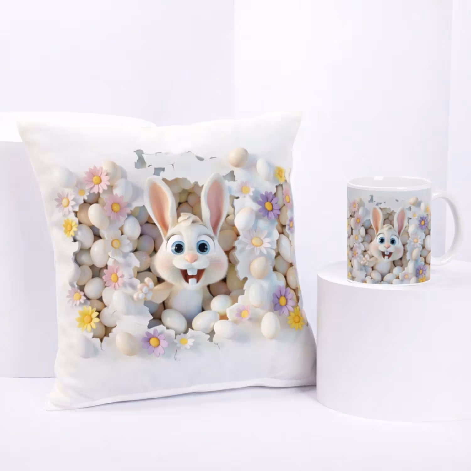 Adorable Easter Bunny Cushion & Mug Gift Set