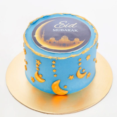 Eid Mubarak Turquoise Red Velvet Cake - 600g Celebration Delight