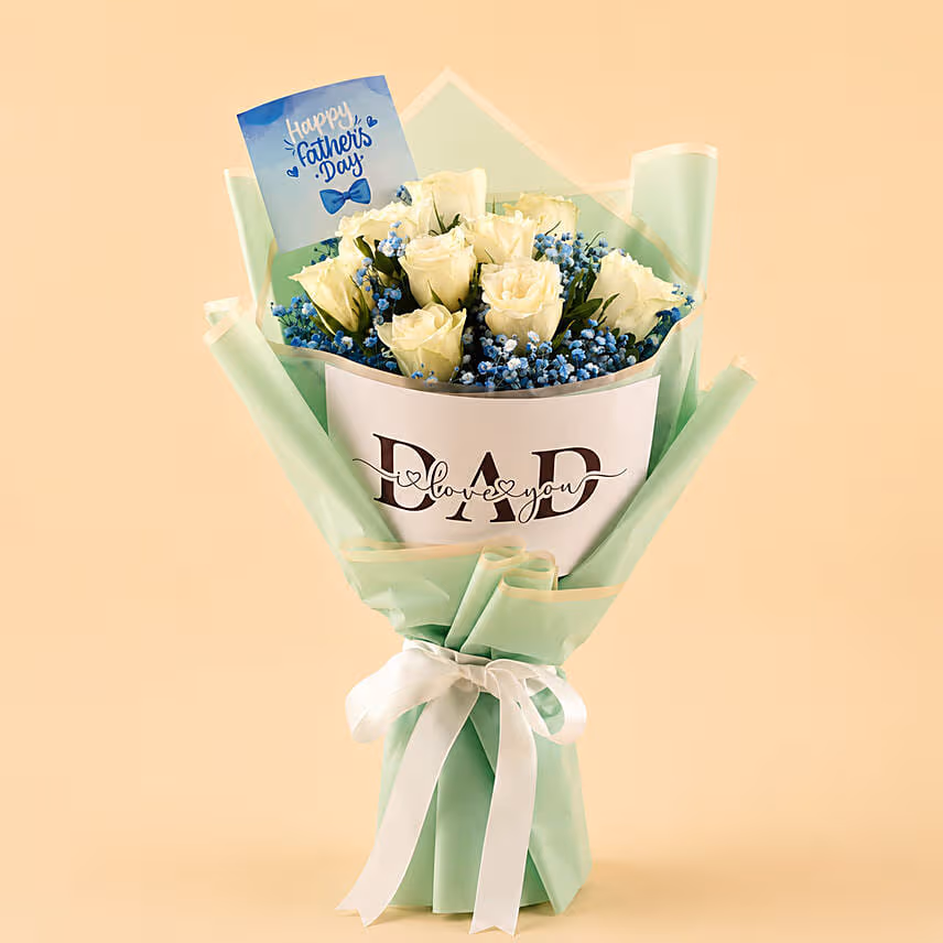 Fathers Day Roses & Baby's Breath Bouquet