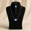 Elegant Blue Eye Guardian Necklace Set with Luxurious Purple Roses Arrangement
