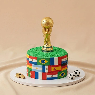 World Cup and Flags Chocolate Cake - 1 Kg