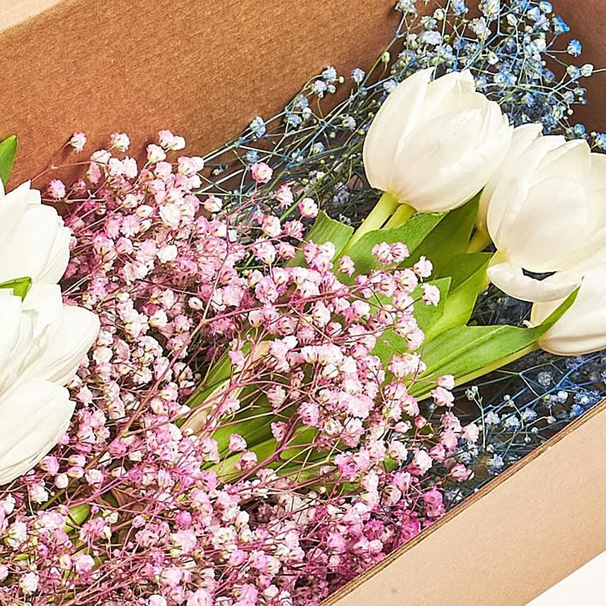 Serene White Tulips Box
