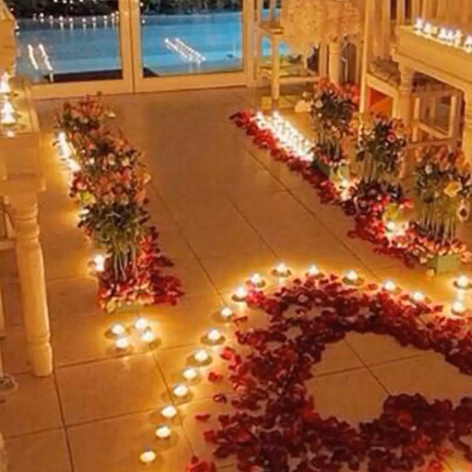 Romantic Roses And Candles Decorations