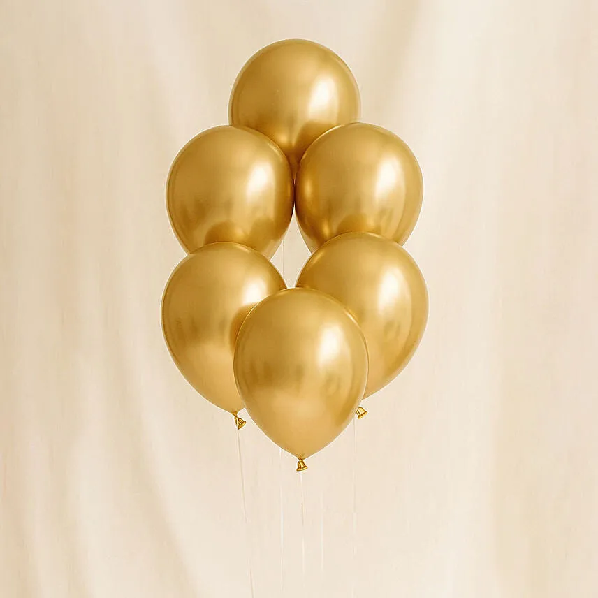 Gold Chrome Balloons 6 Pcs