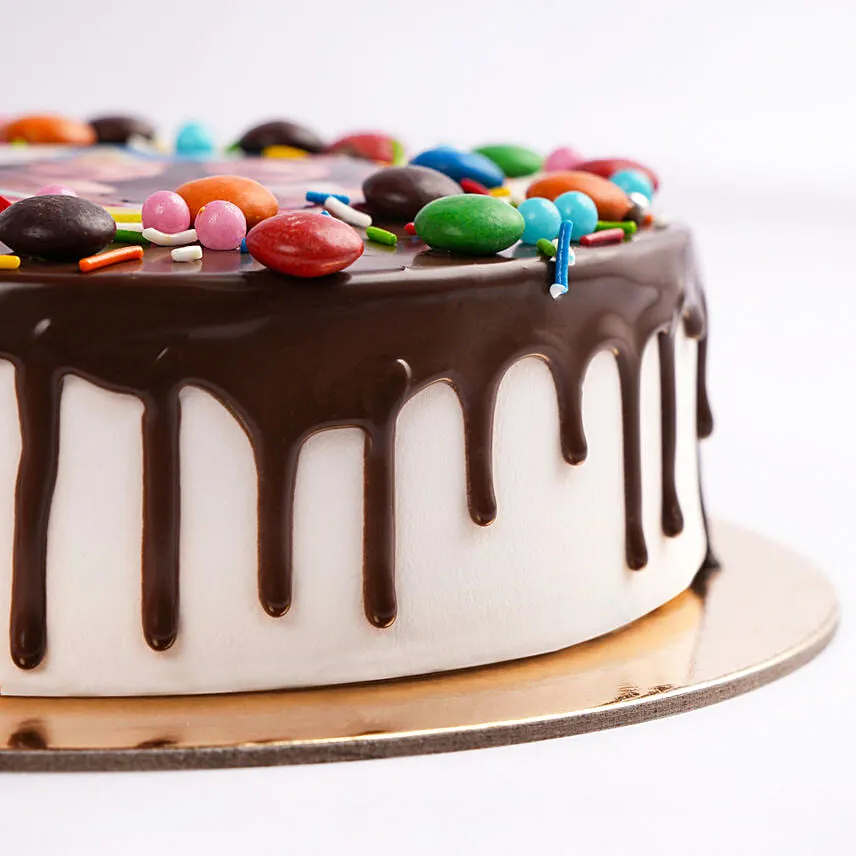 MNM Chocolate Birthday Photo Cake With Balloons