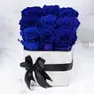 Elegant Blue Forever Roses in Luxurious Silver Vase