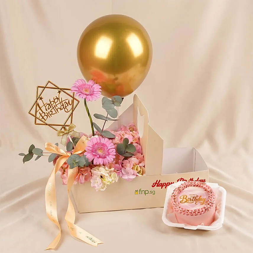 Personalised Birthday Flower & Cake Gift Box