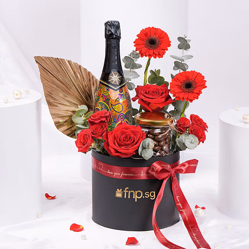 Golden Romance Wine Box for Valentine's Day
