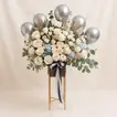 Silver Balloons n Roses Stand