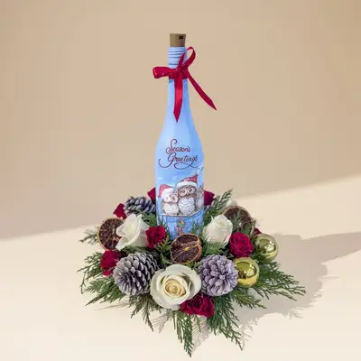 Festive Season's Greetings Floral Tray with Elegant Accents