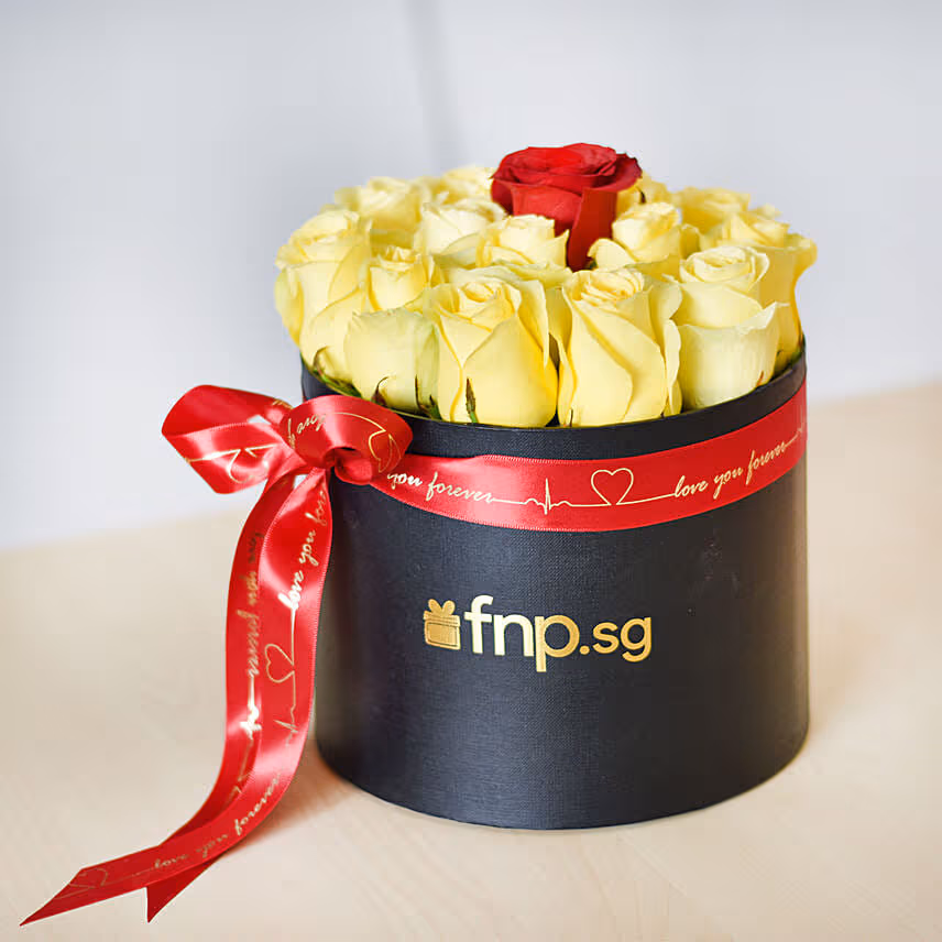 Vday Red & Yellow Roses Flower Box