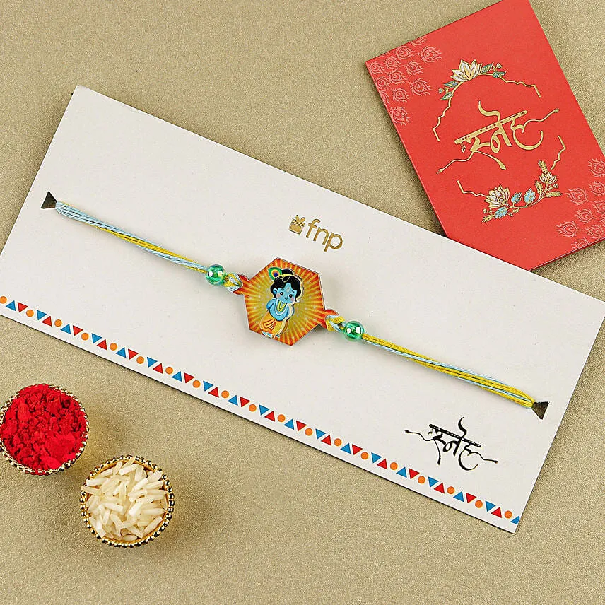 Enchanting Love in 3D Krishna Rakhi N Kaju Katli Delight
