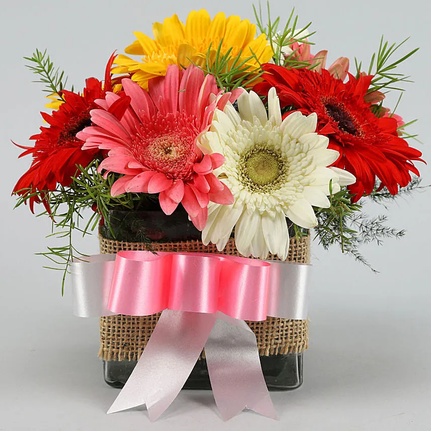 Petite Mixed Gerbera Floral Vase