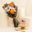 Delightful Mini Blueberry Cake and Vibrant Flower Bouquet Combo