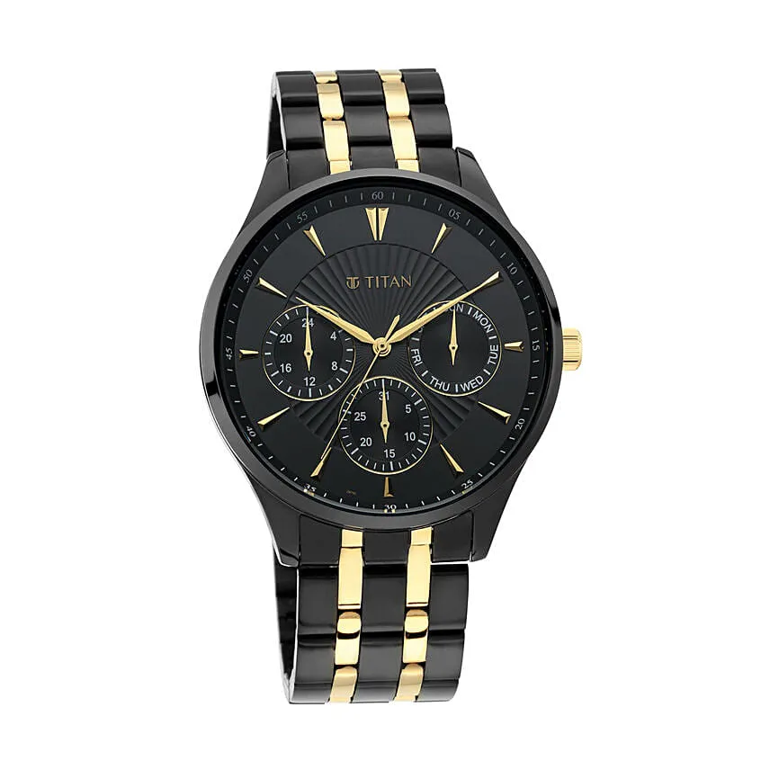 Titan Men Dual toned watch with Floral Arrangment