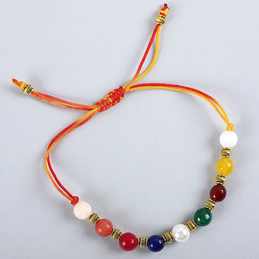 Navrattan Bracelet Style Pearl Rakhi