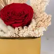 Luxurious Regal Red Forever Rose in Golden Vase