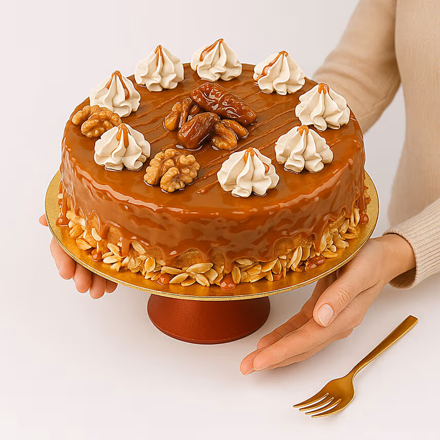 Dates & Nuts Chocolate Caramel Cake