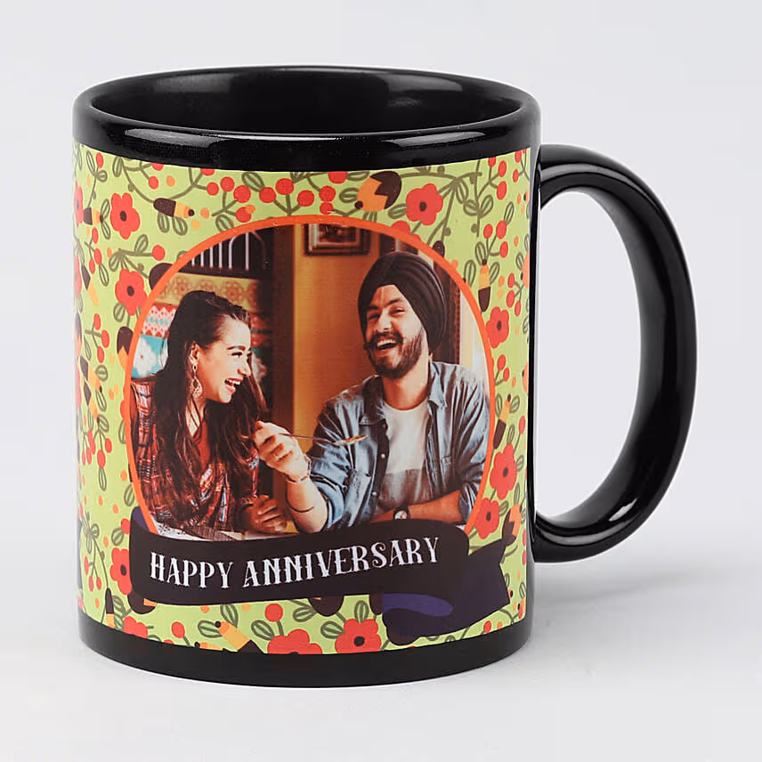 Jade Plant Personalised Black Mug With Chocolate Cake
