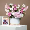 Elegant Floral Arrangement with Personalized Photo Frame