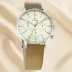 Titan White Dial Quartz Multifunction Watch with Leather Strap for Men, Accompanied by Elegant Purple Roses