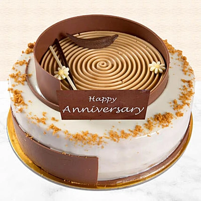 Caramel Love Swirl Anniversary Cake - A Delightful Celebration Treat