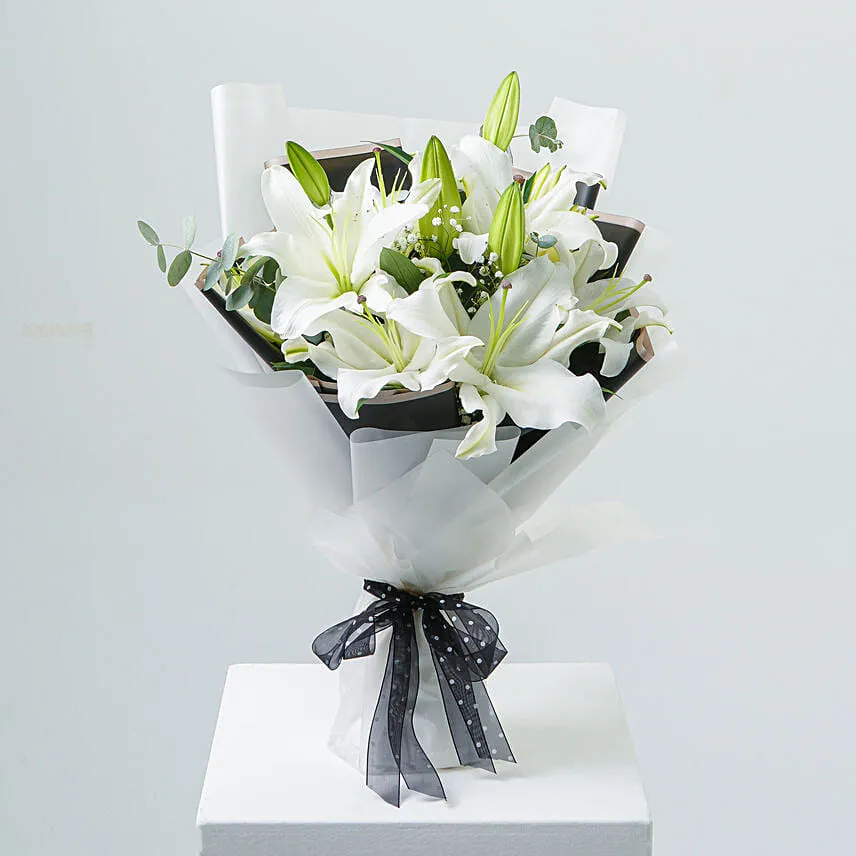 Charming White Lilies Bouquet Standard