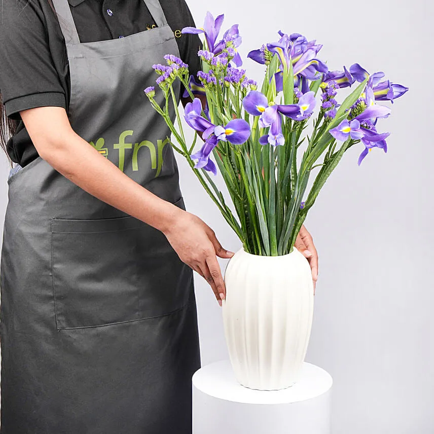 IRIS Flowers Arrangement in Premium Vase